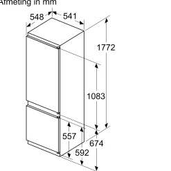 Serie 2 Inbouw koel-vriescombinatie 177.2 x 54.1 cm Sleepdeur