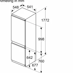 Serie 2 Inbouw koel-vriescombinatie 177.2 x 54.1 cm Sleepdeur