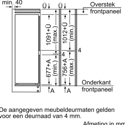 Serie 2 Inbouw koel-vriescombinatie 177.2 x 54.1 cm Sleepdeur