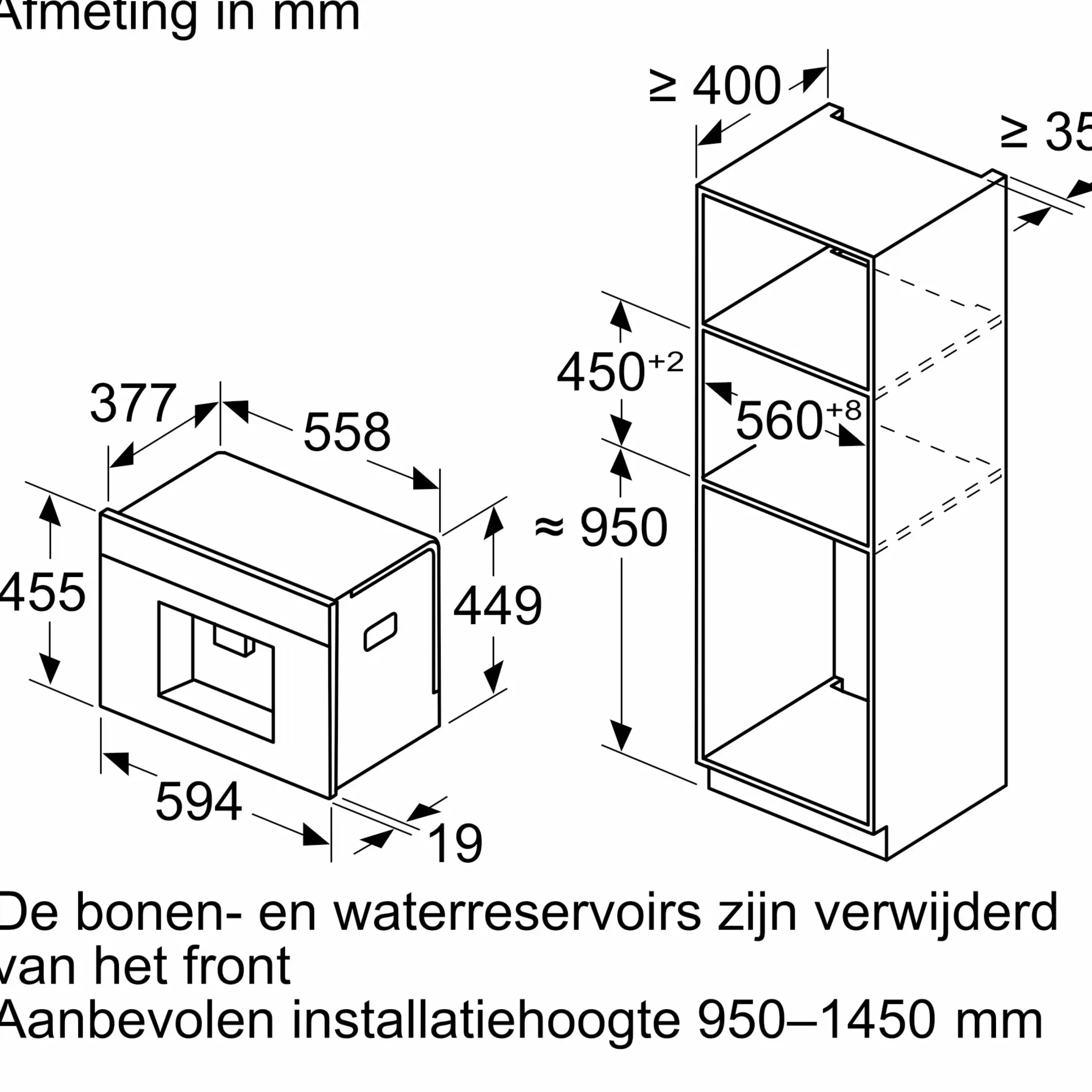 Serie 8 Inbouw koffie volautomaat Zwart