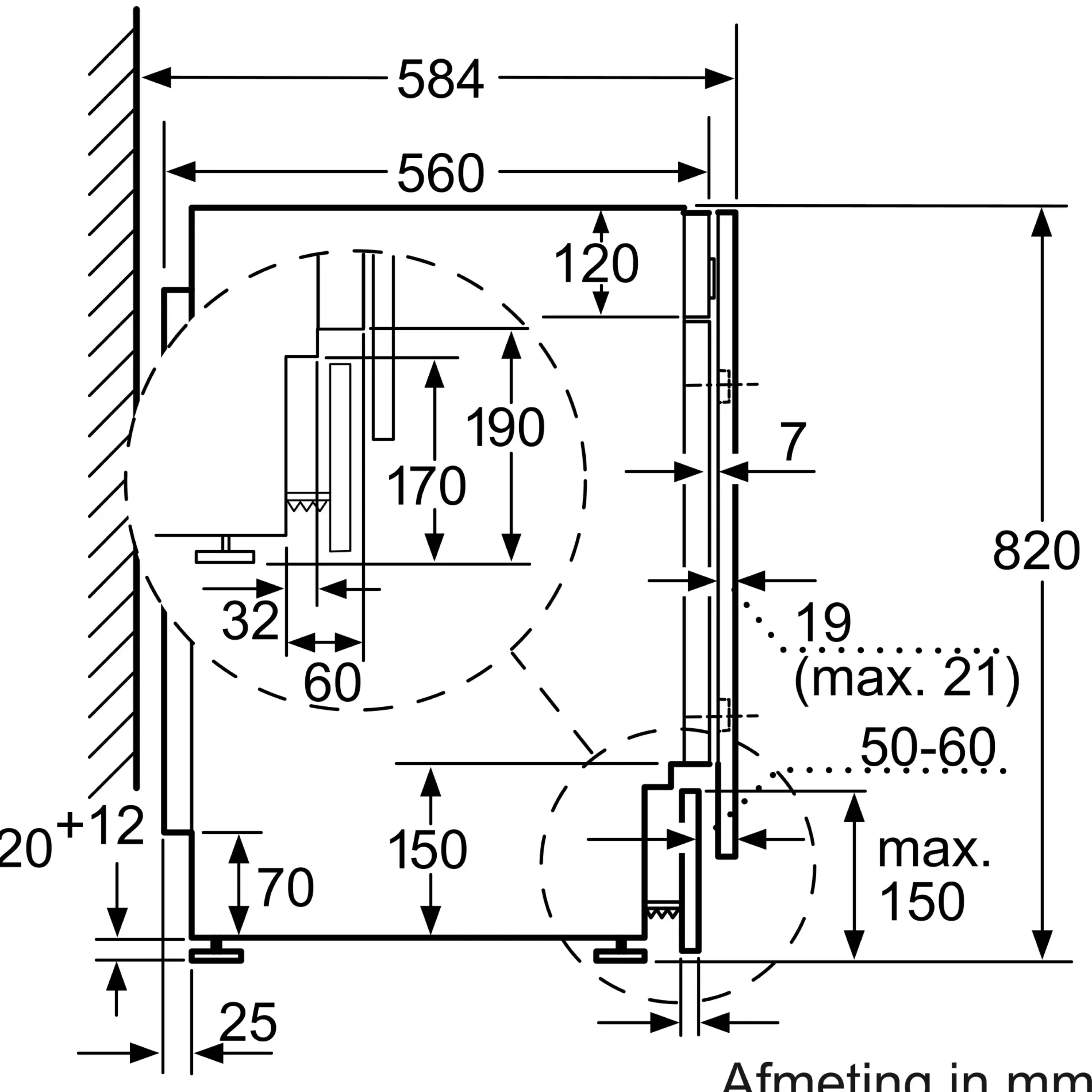 Serie 6 Inbouw was-droogcombinatie 7/4 kg