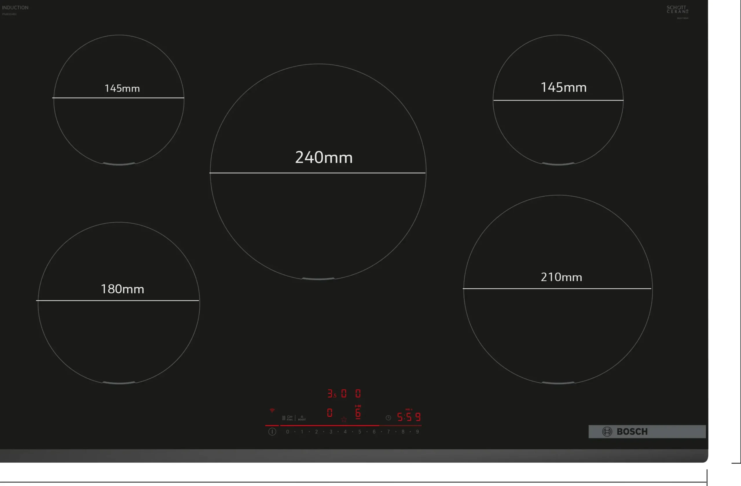 Serie 6 Inductiekookplaat 80 cm opbouwmontage zonder rand