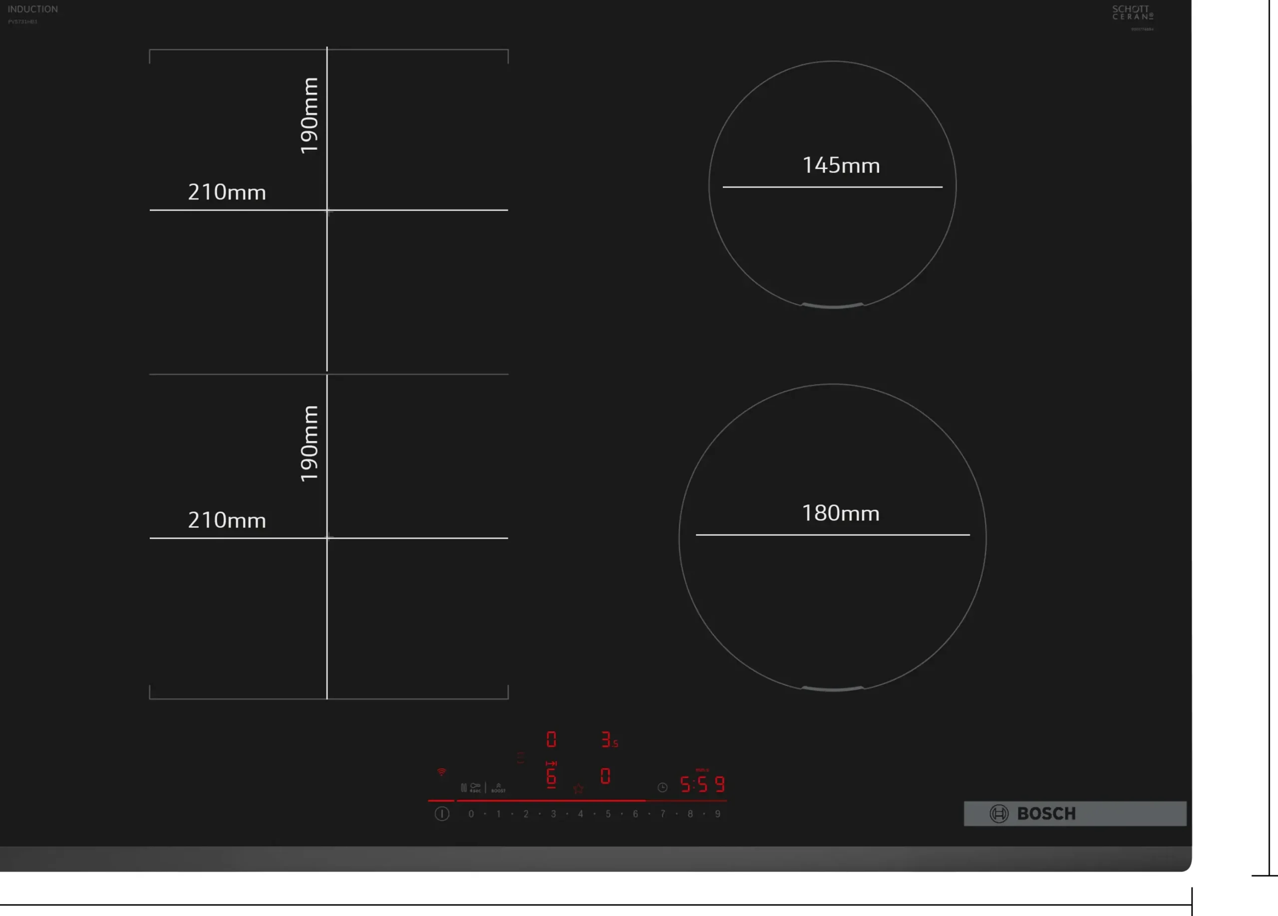 Serie 6 Inductiekookplaat 70 cm opbouwmontage zonder rand