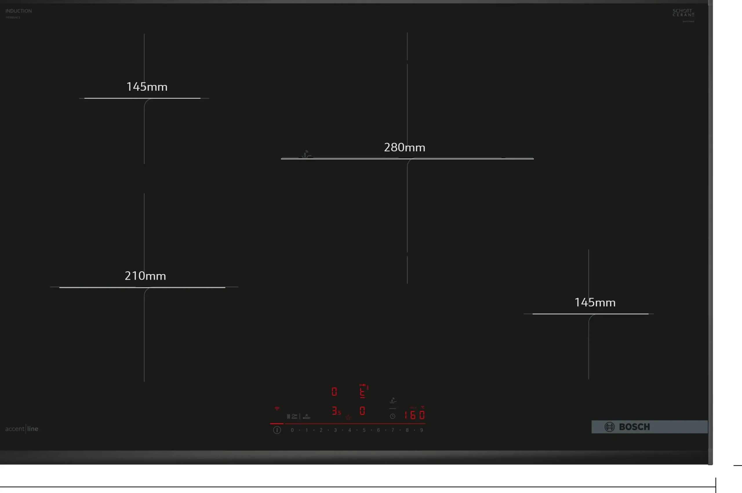 Serie 6 Inductiekookplaat 80 cm opbouwmontage met rand