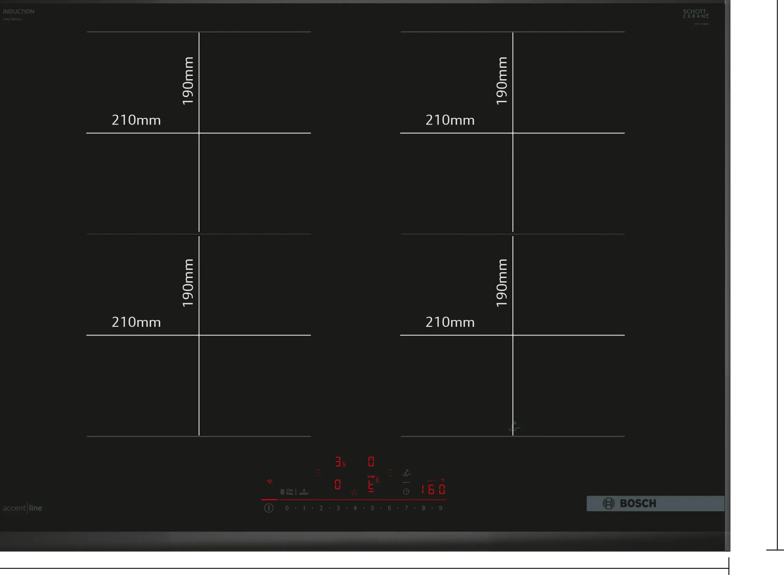 Serie 6 Inductiekookplaat 70 cm opbouwmontage met rand