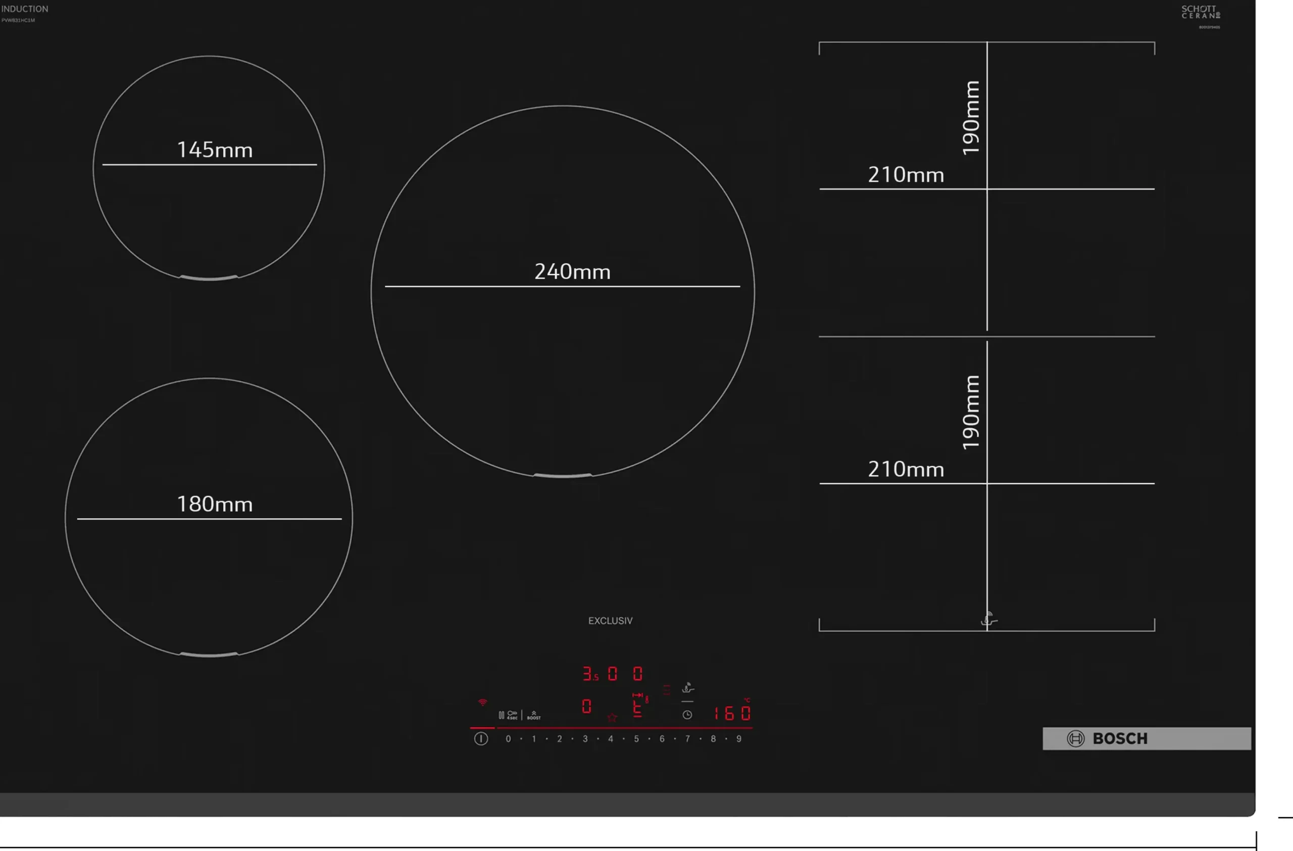Serie 6 Inductiekookplaat 80 cm opbouwmontage zonder rand