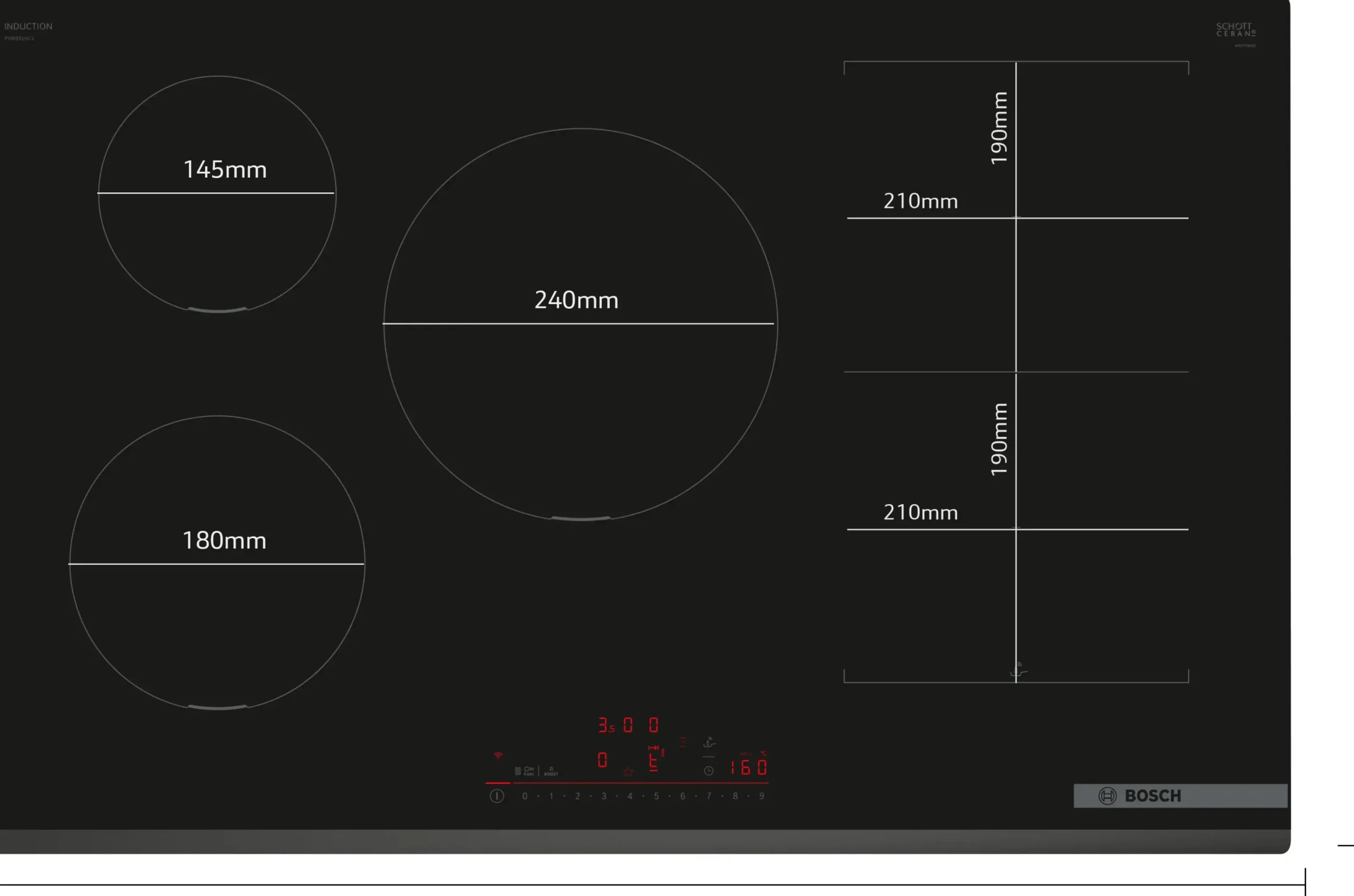 Serie 6 Inductiekookplaat 80 cm opbouwmontage zonder rand