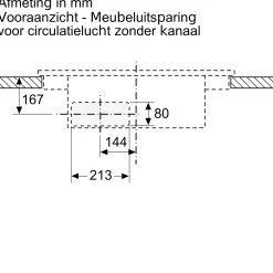 Serie 6 Inductiekookplaat met afzuiging 80 cm opbouwmontage met rand