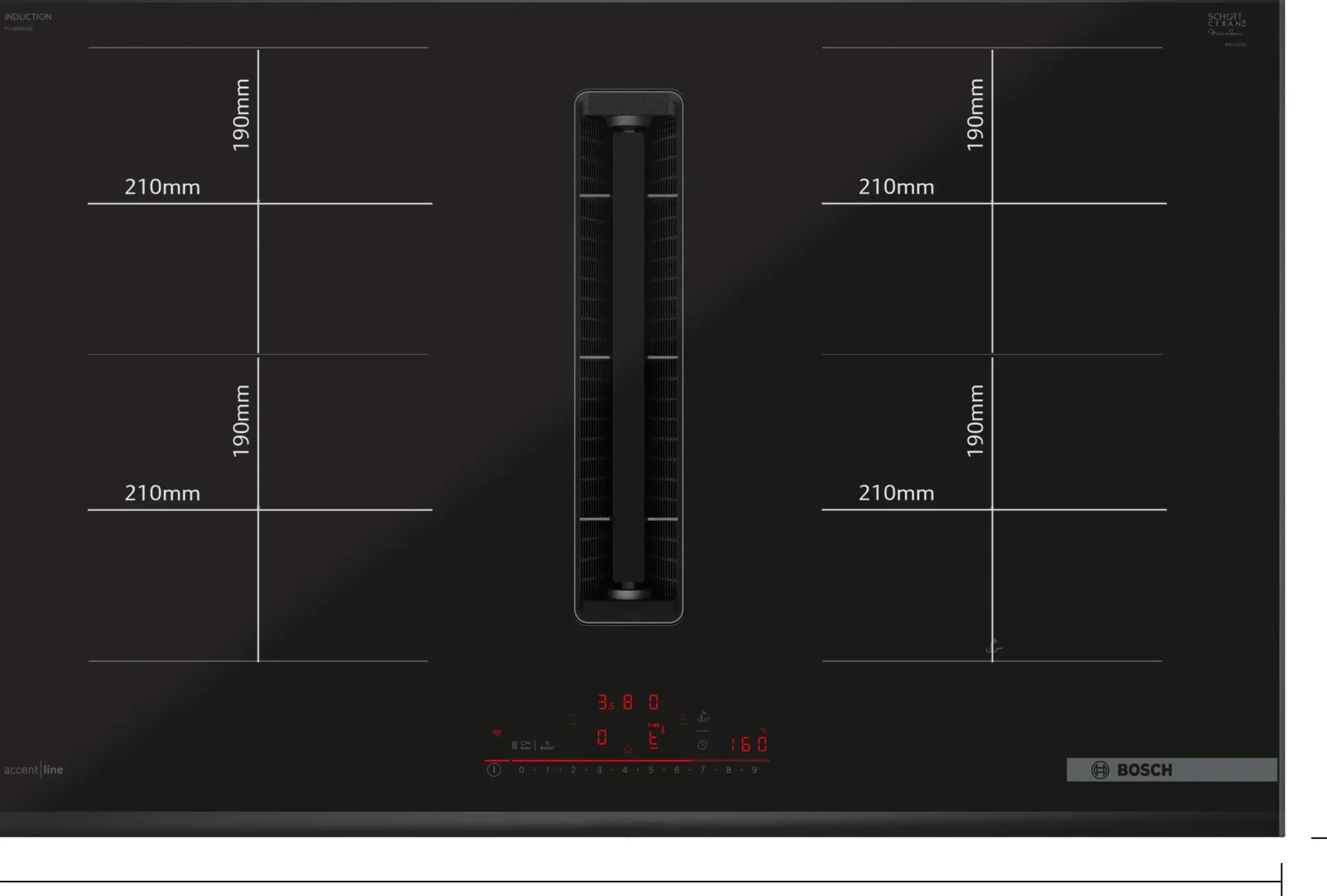 Serie 6 Inductiekookplaat met afzuiging 80 cm opbouwmontage met rand