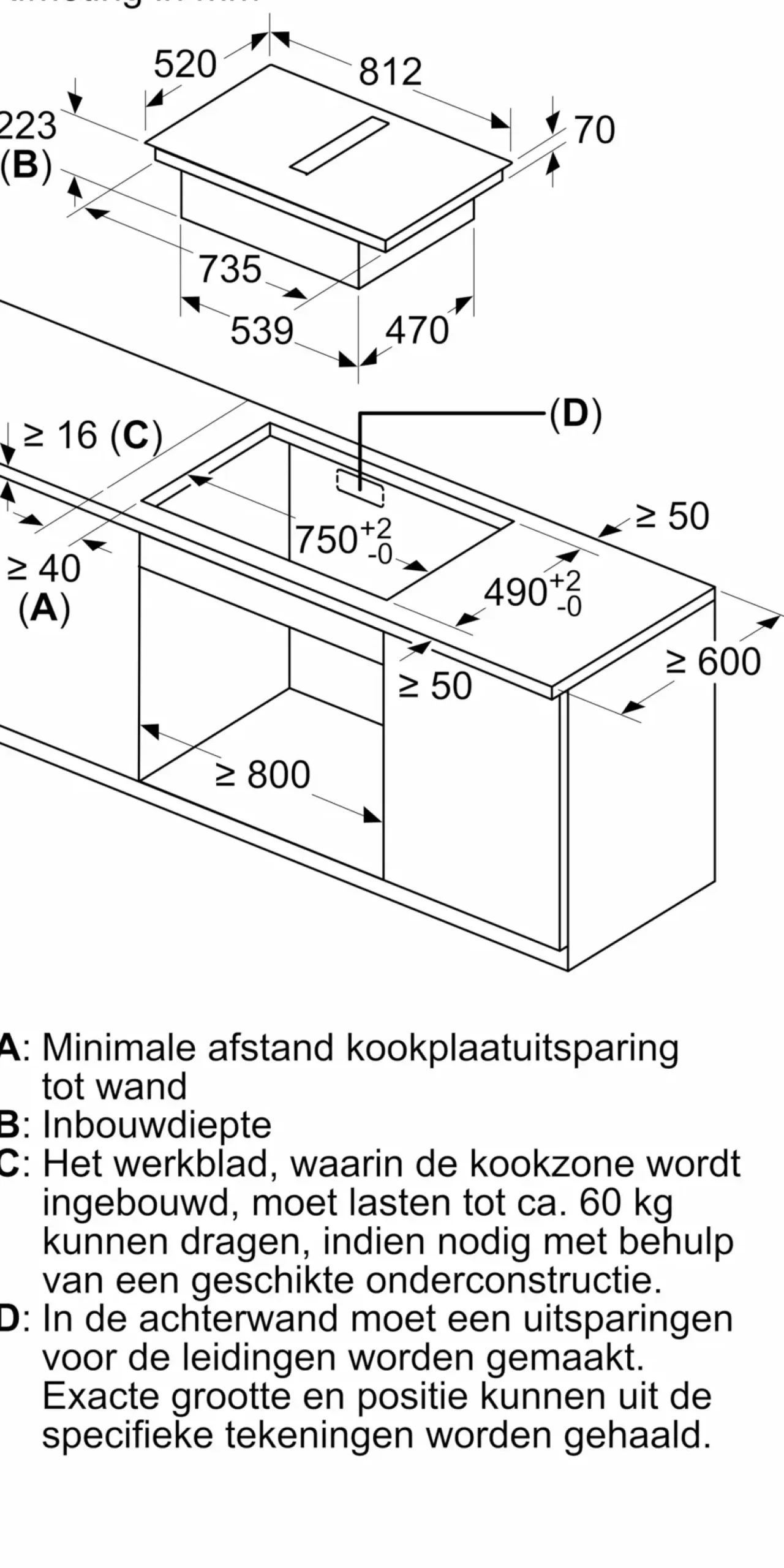 Serie 4 Inductiekookplaat met afzuiging 80 cm