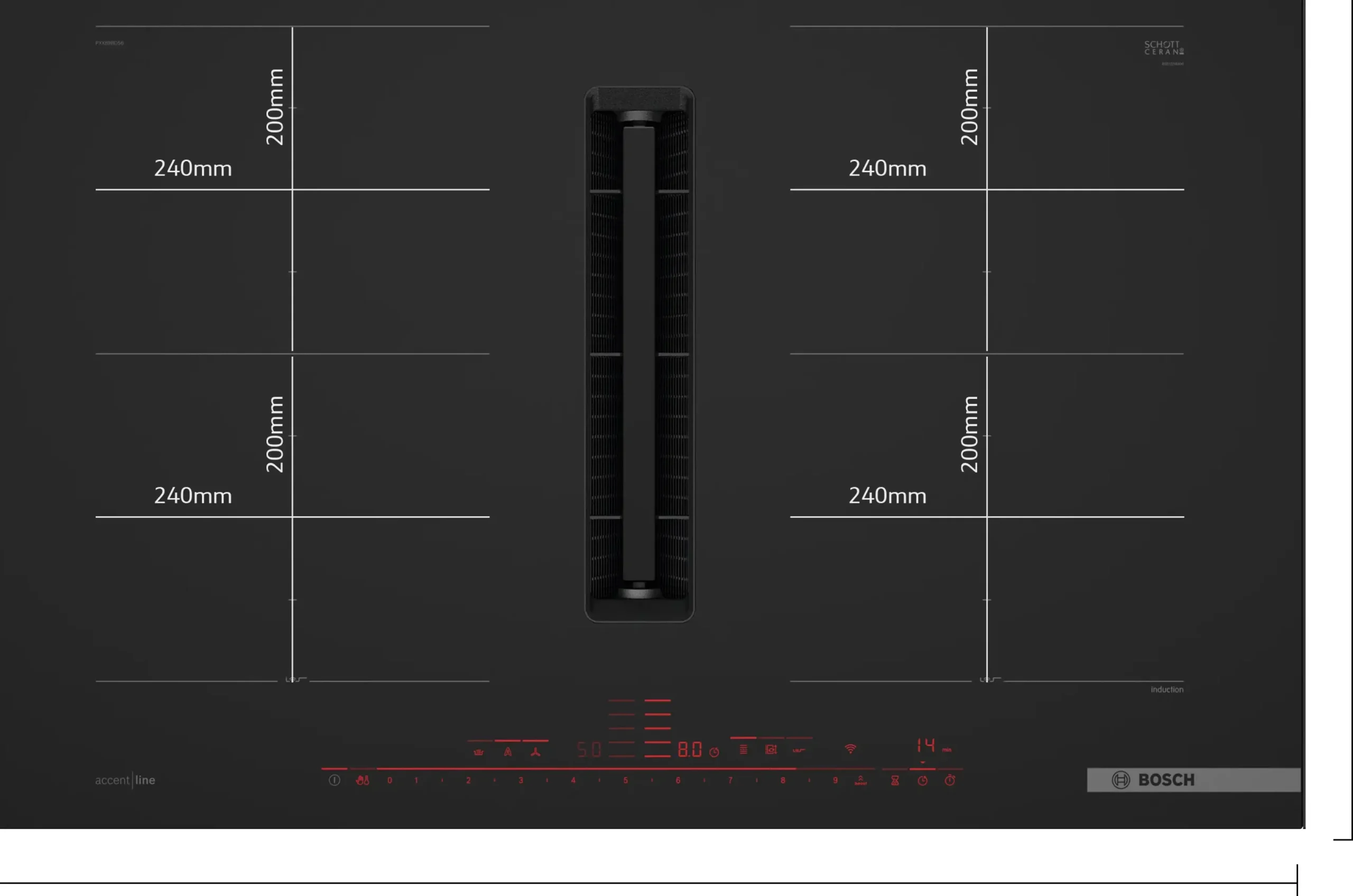 Serie 8 Inductiekookplaat met afzuiging 80 cm
