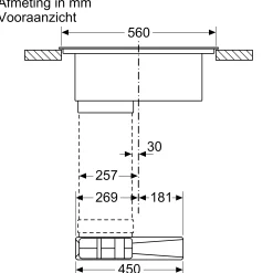 Serie 6 Inductiekookplaat met afzuiging 70 cm opbouwmontage met rand