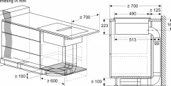 Serie 6 Inductiekookplaat met afzuiging 70 cm opbouwmontage met rand