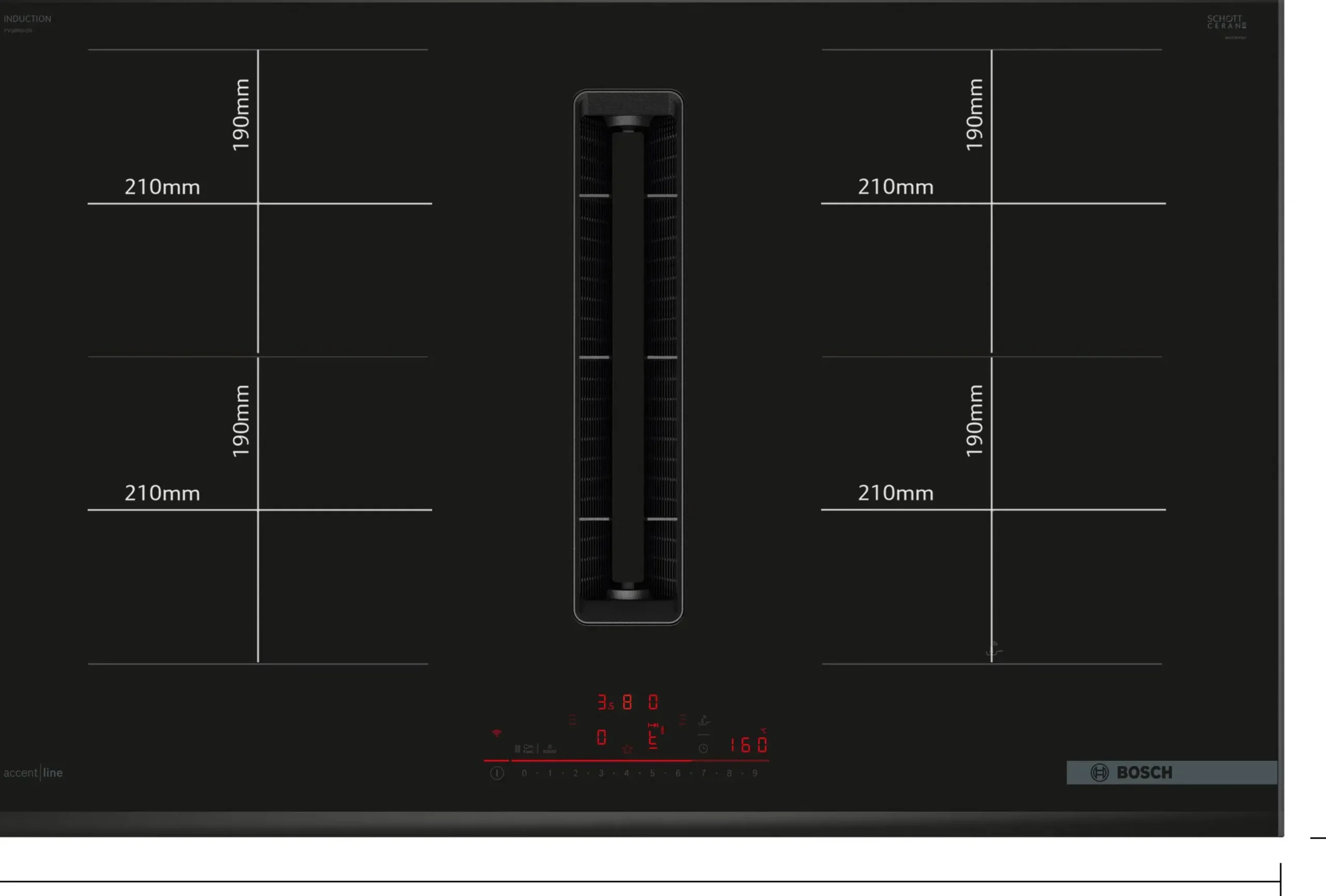 Serie 6 Inductiekookplaat met afzuiging 80 cm opbouwmontage met rand