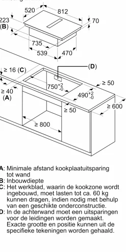 Serie 6 Inductiekookplaat met afzuiging 80 cm