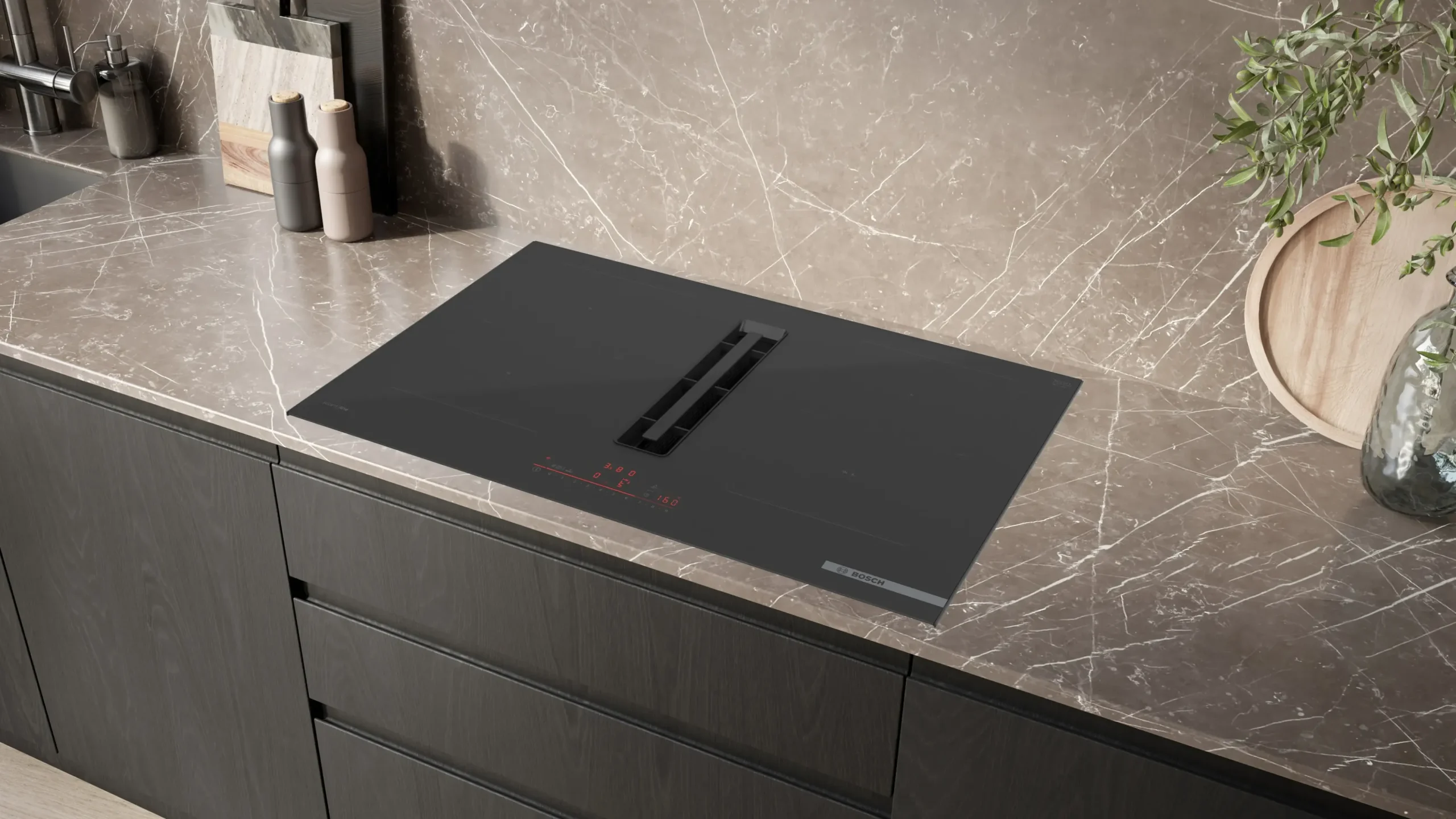 Serie 6 Inductiekookplaat met afzuiging 80 cm