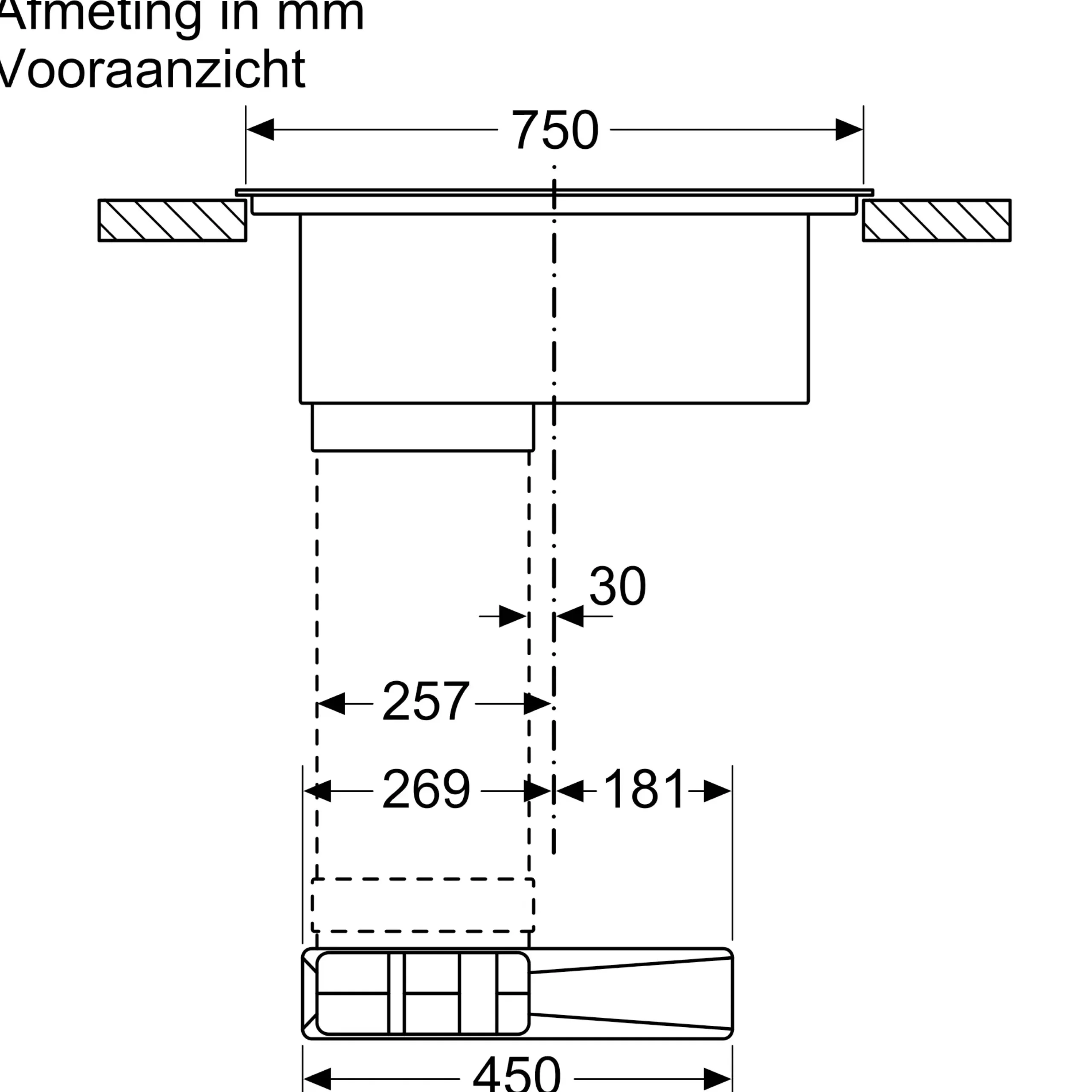 Serie 6 Inductiekookplaat met afzuiging 80 cm