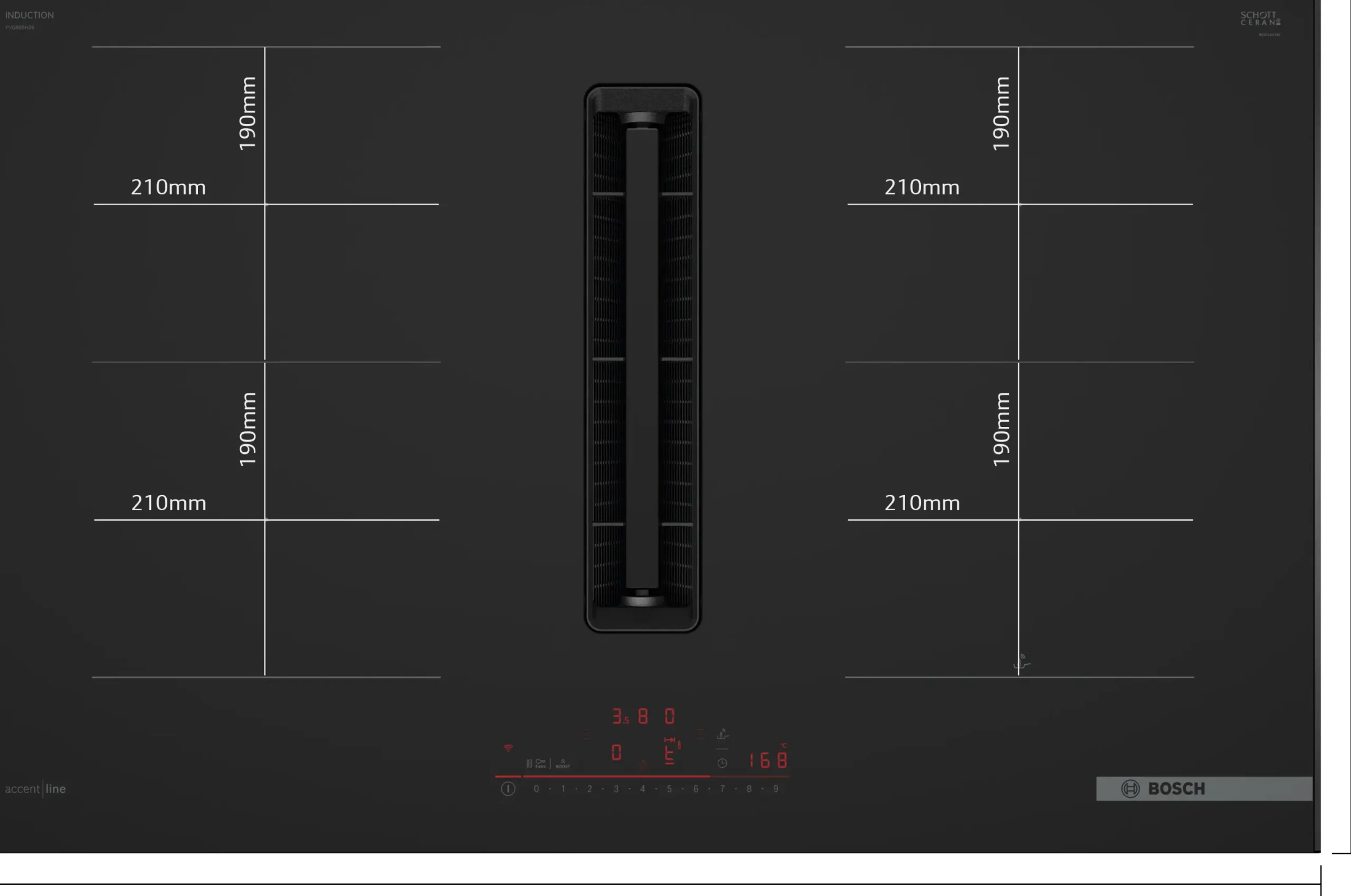 Serie 6 Inductiekookplaat met afzuiging 80 cm