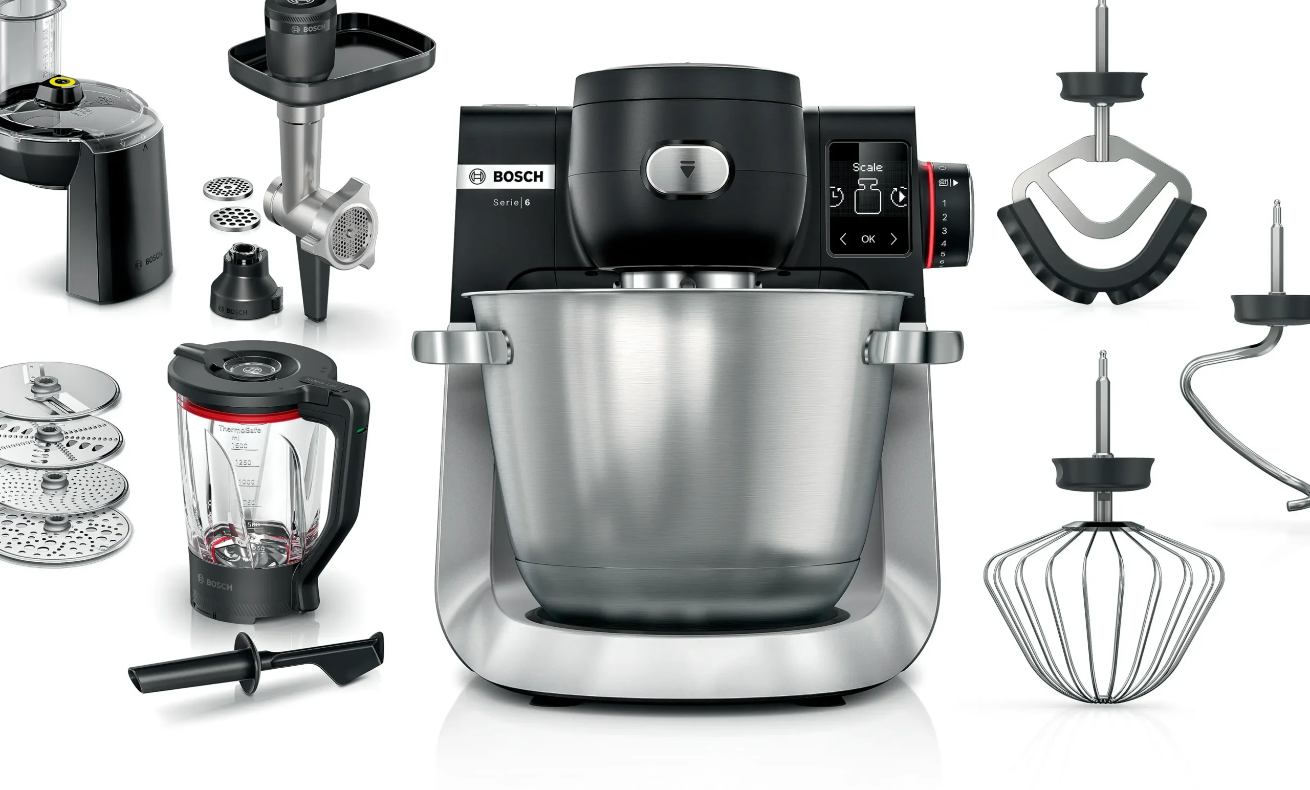 Serie 6 Keukenmachine met weegschaal en timer 1600 W Zwart, RVS