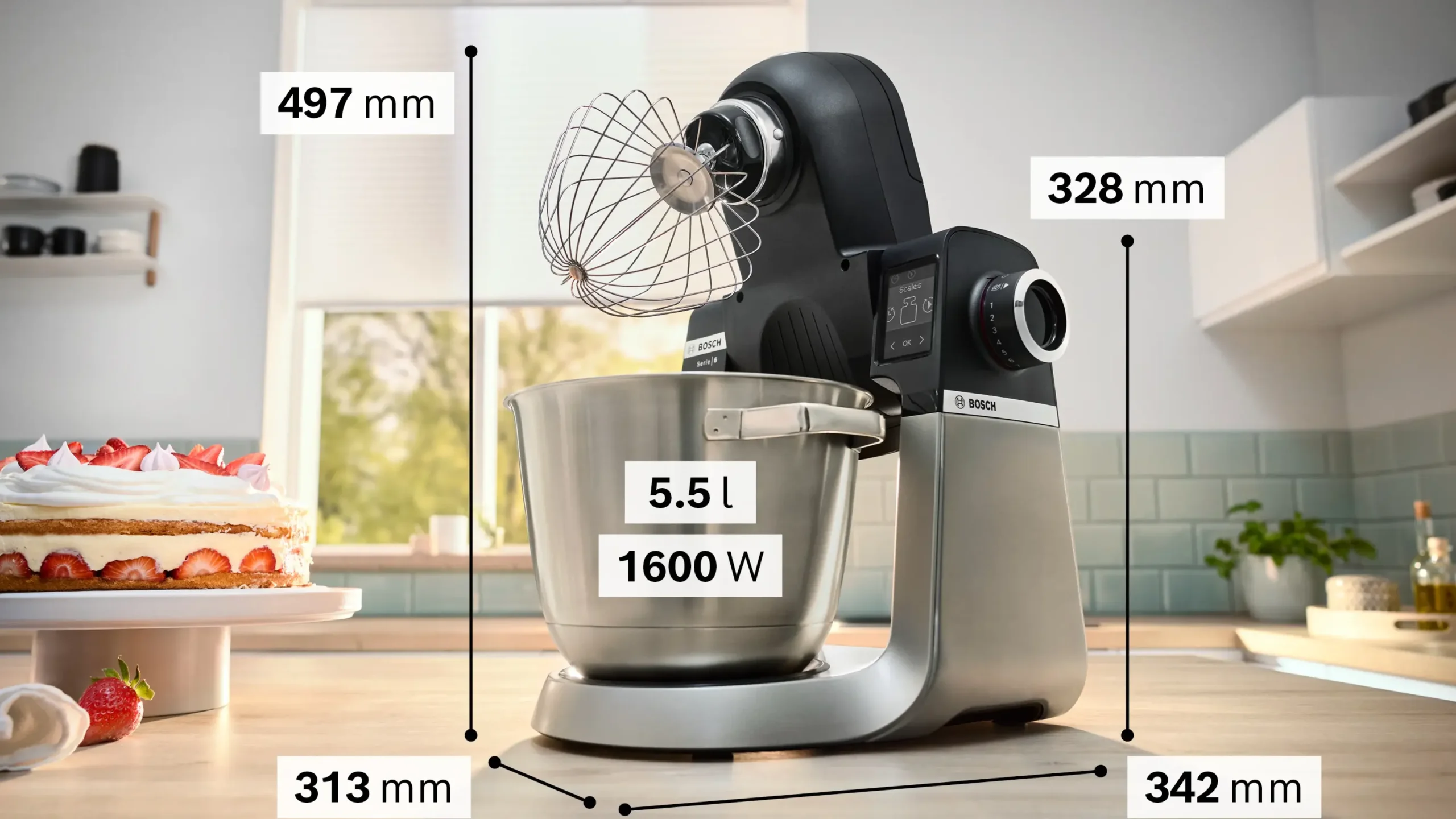 Serie 6 Keukenmachine met weegschaal en timer 1600 W Zwart, RVS