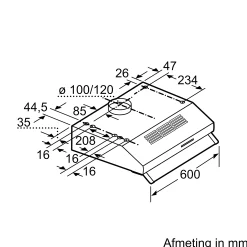 Serie 2 Onderbouw afzuigkap 60 cm Roestvrij staal