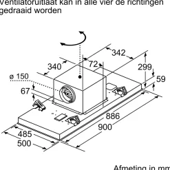 Serie 6 Plafondunit 90 cm Roestvrij staal