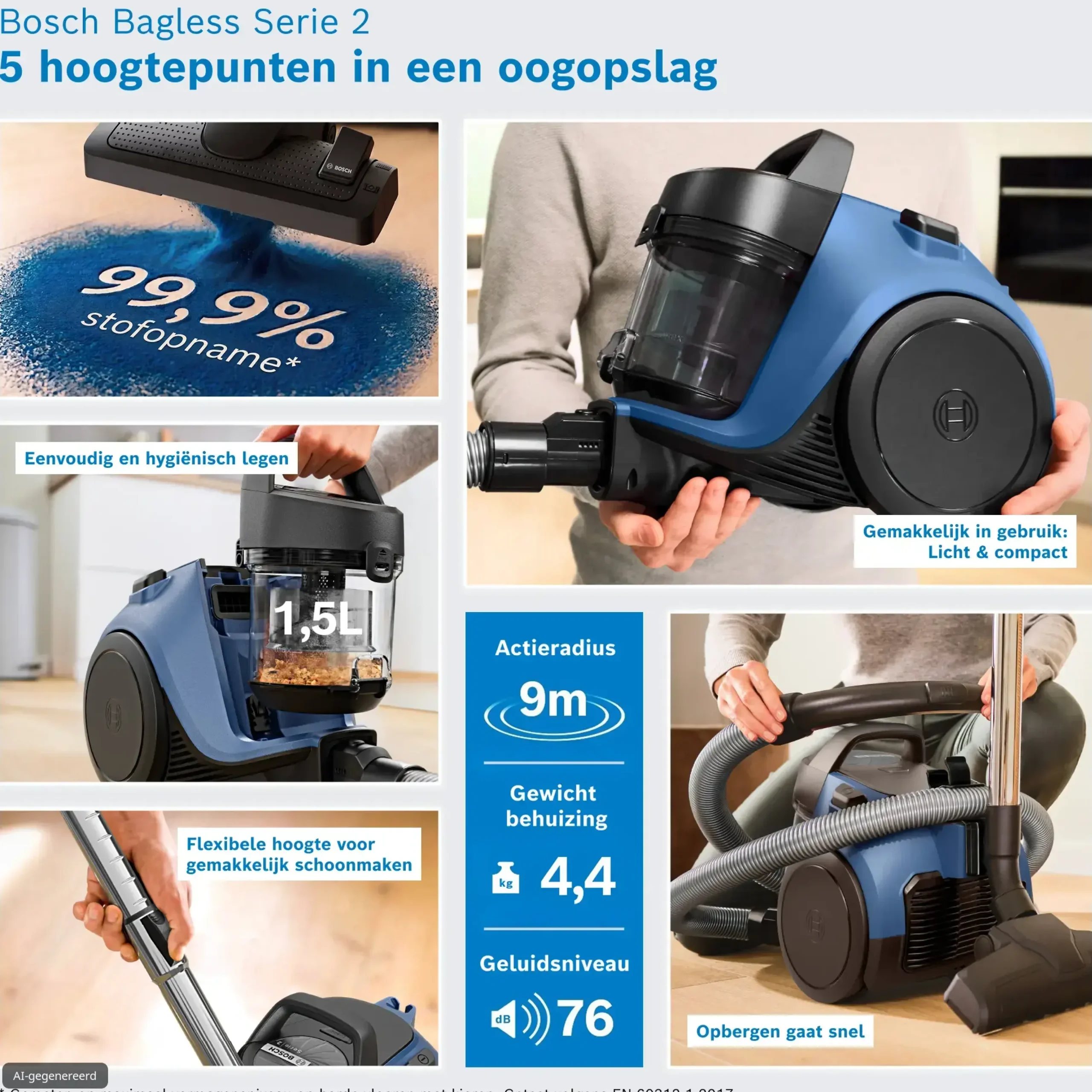 Serie 2 Stofzuiger zonder zak Blauw