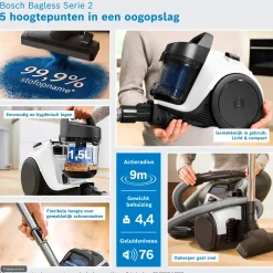 Serie 2 Stofzuiger zonder zak Wit