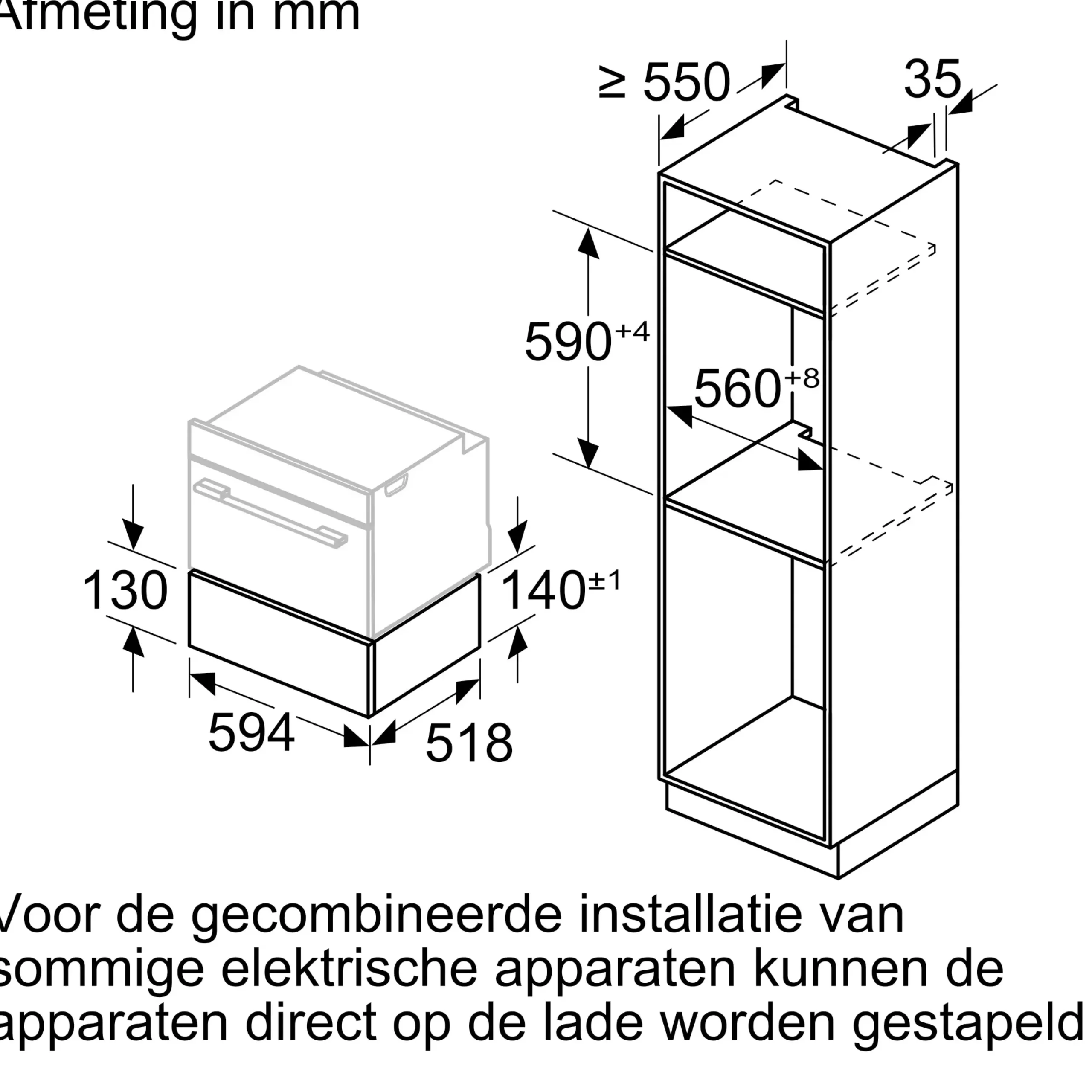 Serie 8 Stoomlade 59 x 14 cm Zwart