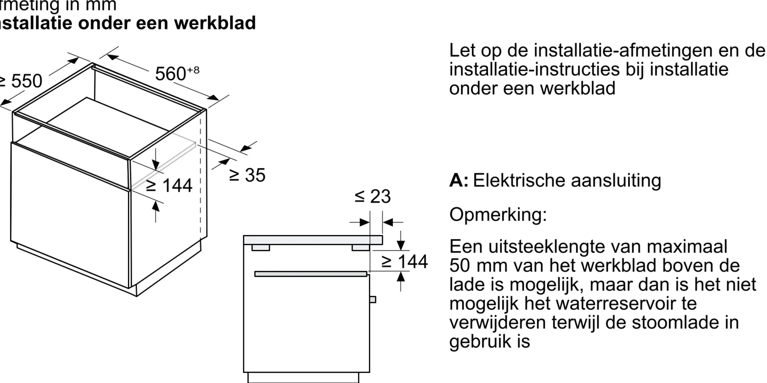 Serie 8 Stoomlade 59 x 14 cm Zwart