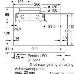 Serie 4 Vlakscherm afzuigkappen 60 cm Zilver metallic