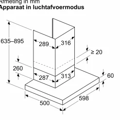 Serie 4 Wandschouwkap 60 cm Matzwart