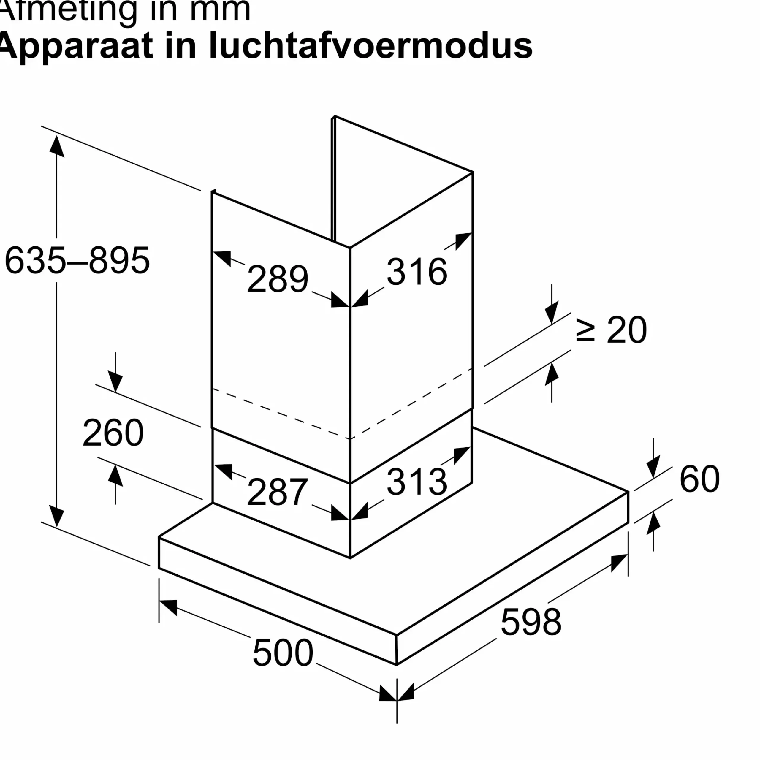 Serie 4 Wandschouwkap 60 cm Matzwart