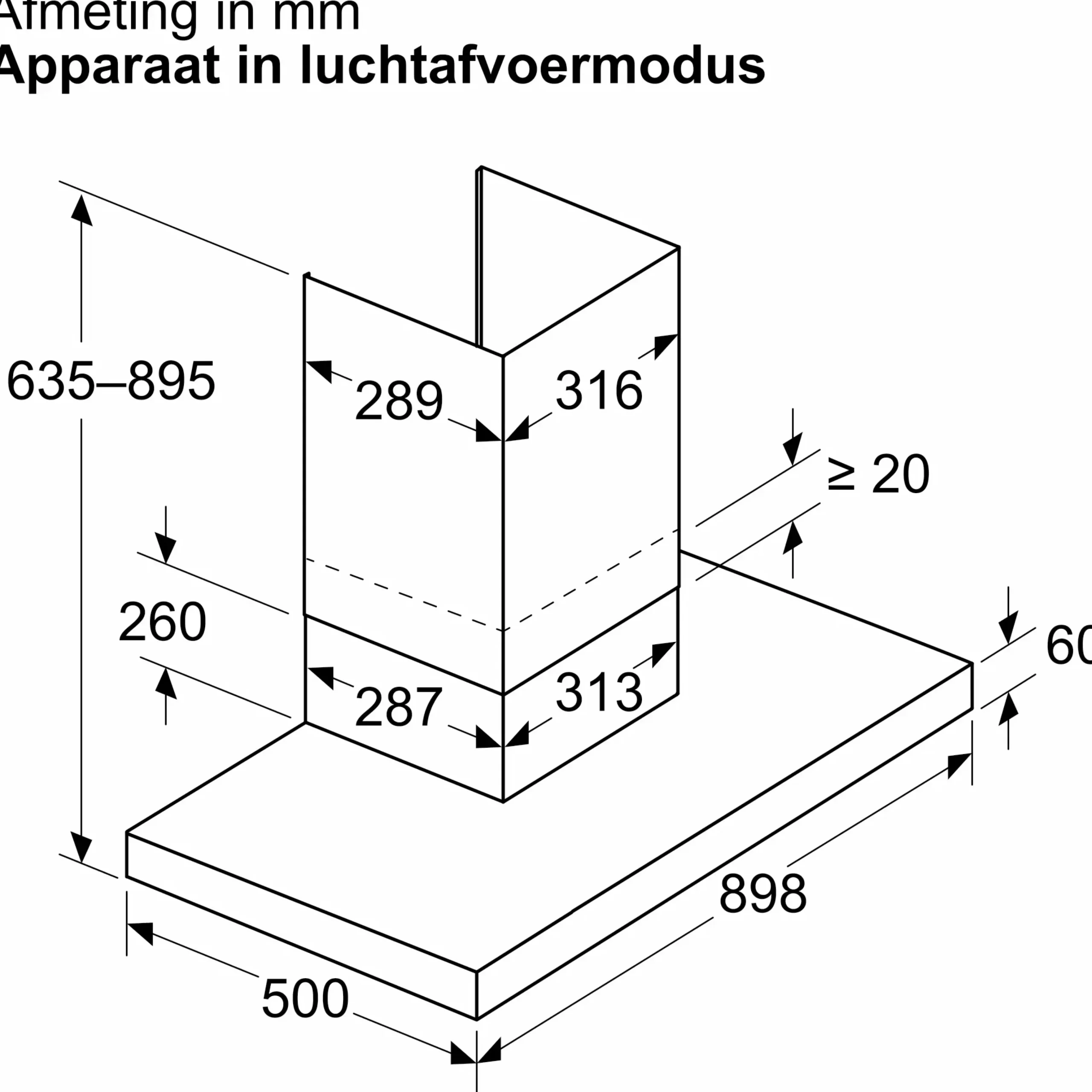 Serie 2 Wandschouwkap 90 cm Matzwart