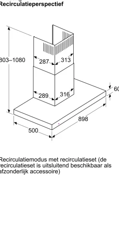 Serie 6 Wandschouwkap 90 cm Matzwart