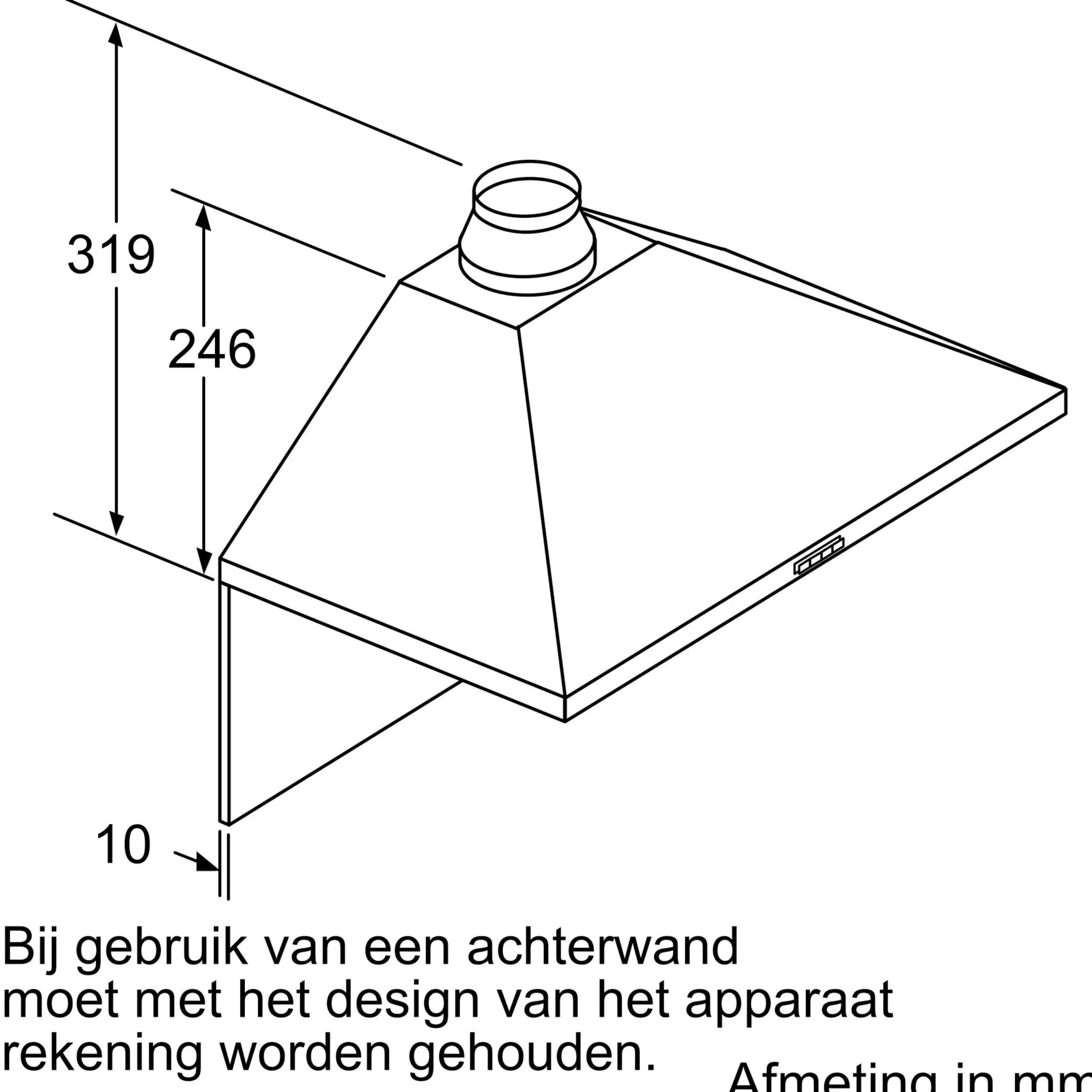 Serie 2 Wandschouwkap 90 cm Roestvrij staal