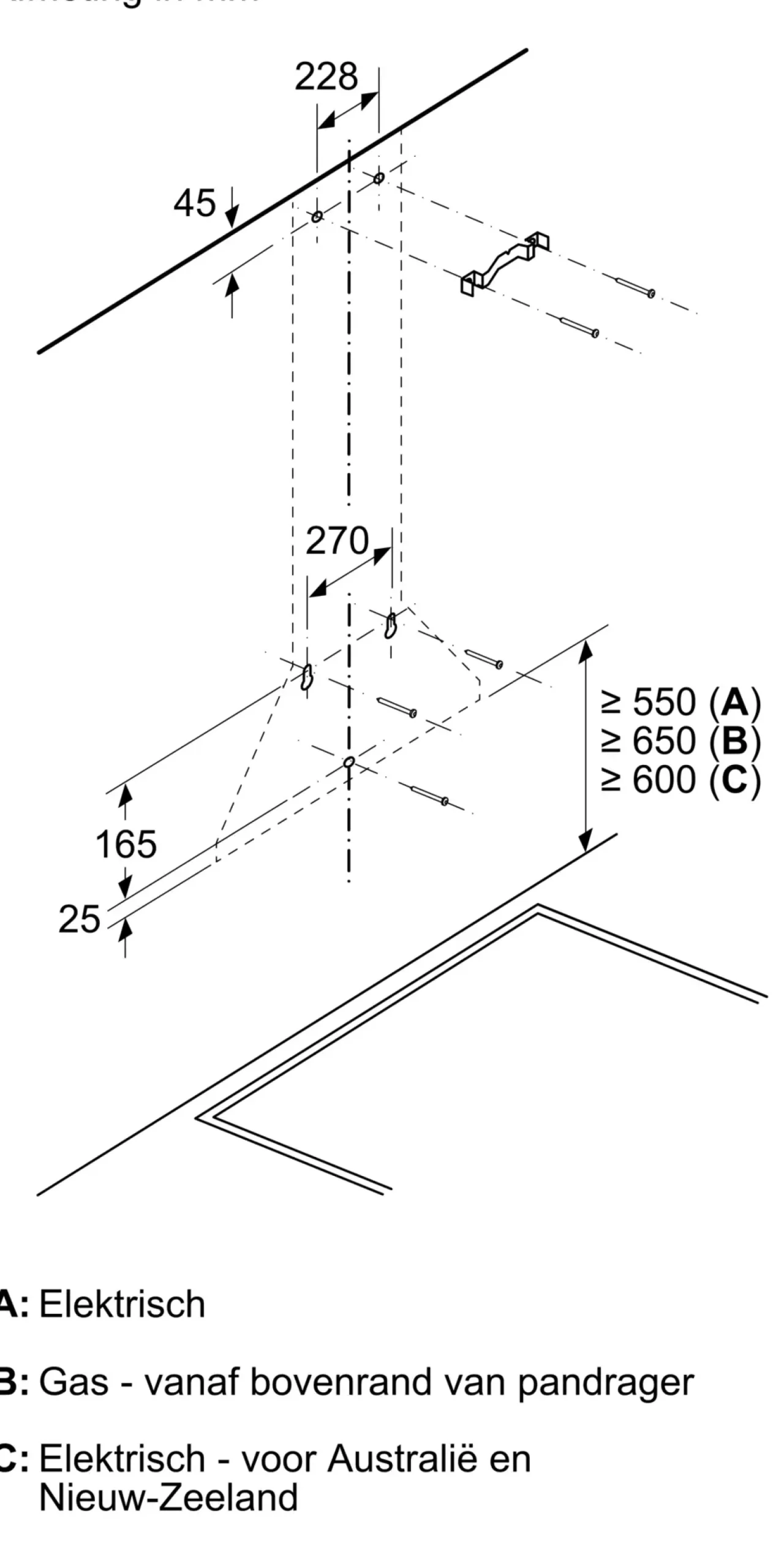 Serie 2 Wandschouwkap 90 cm Roestvrij staal