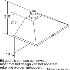 Serie 2 Wandschouwkap 90 cm Roestvrij staal
