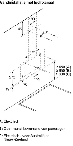 Serie 4 Wandschouwkap 90 cm zwart glas, Zwart