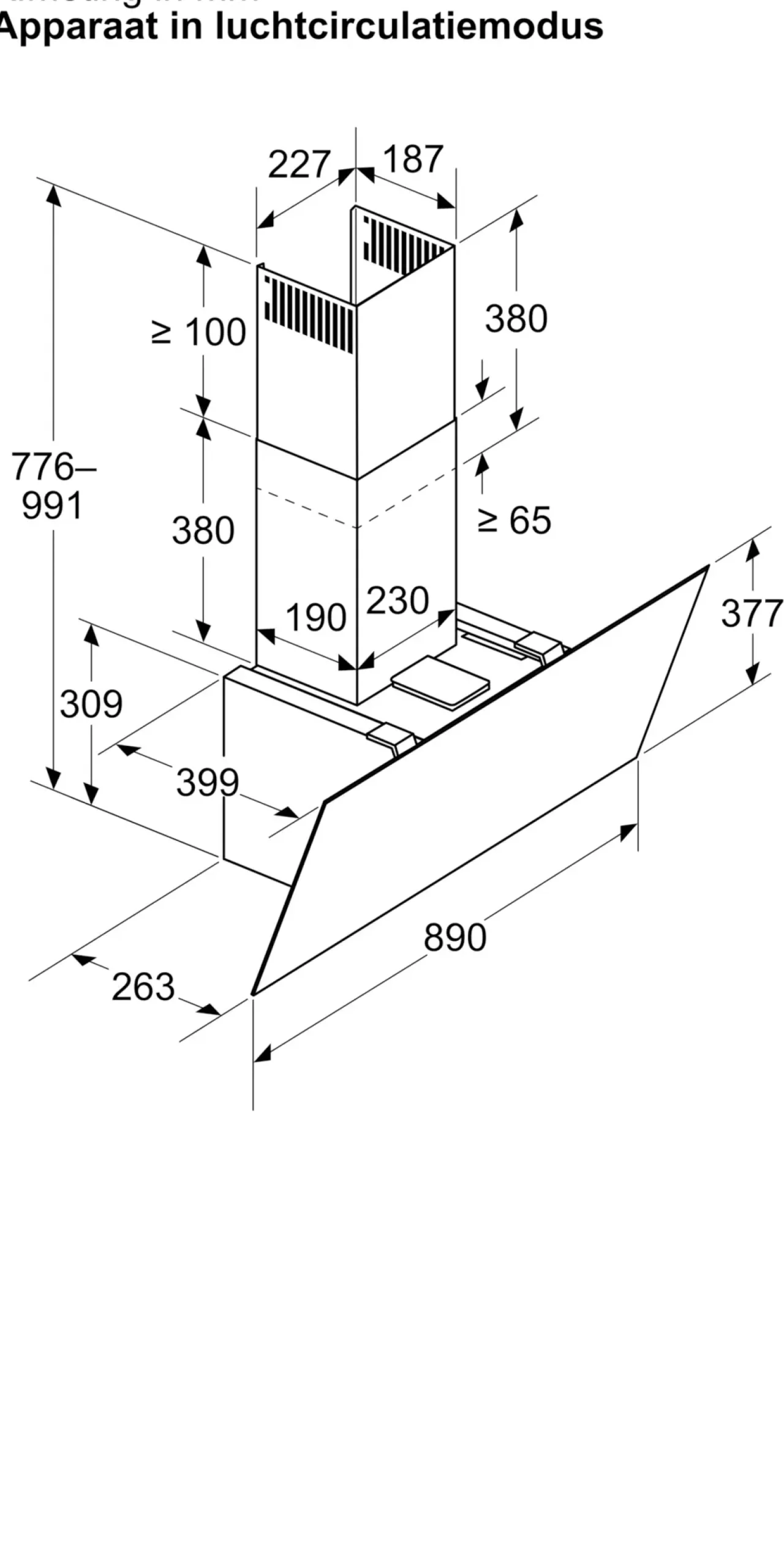 Serie 4 Wandschouwkap 90 cm zwart glas, Zwart