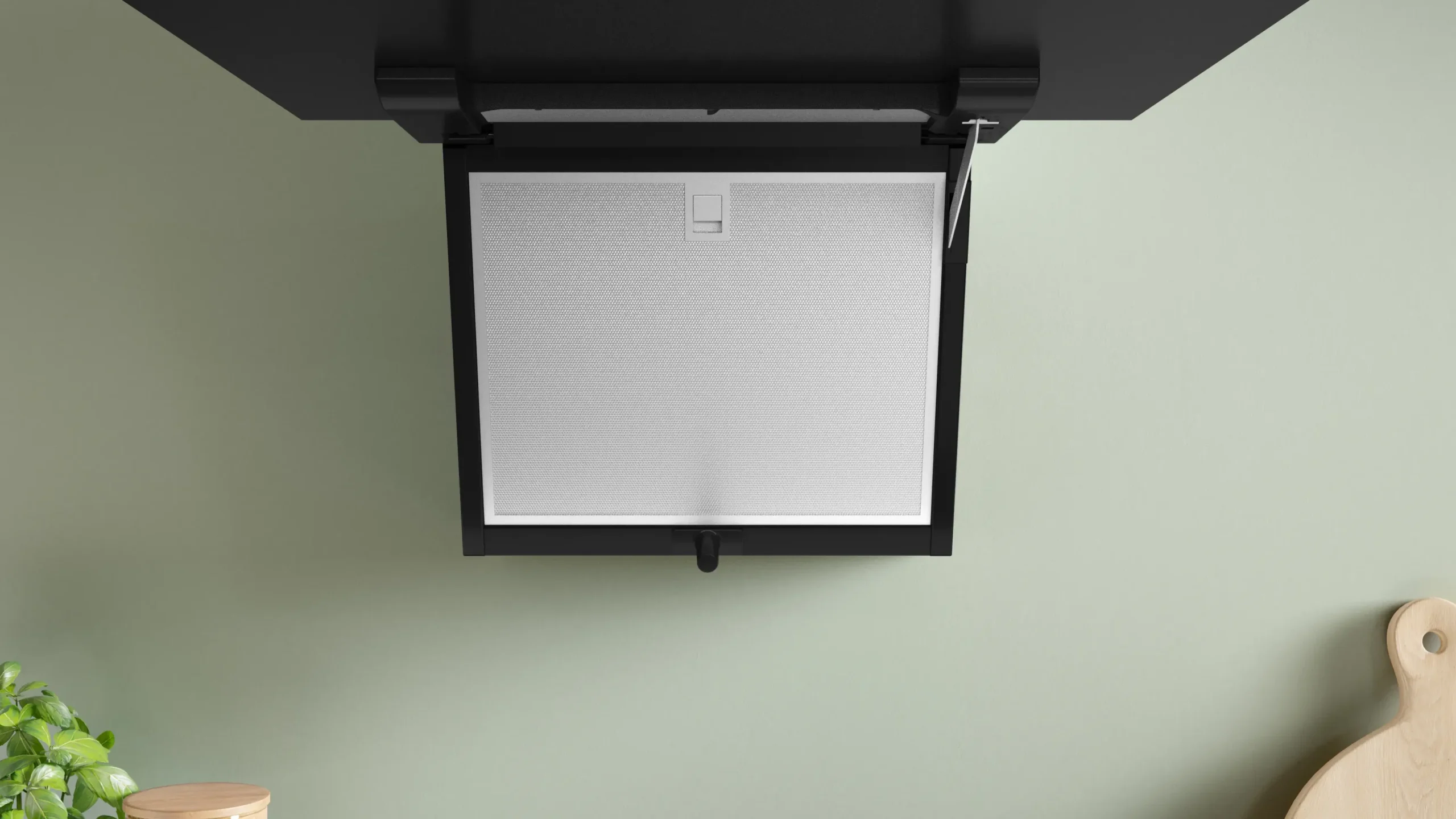Serie 4 Wandschouwkap 60 cm zwart glas, Zwart