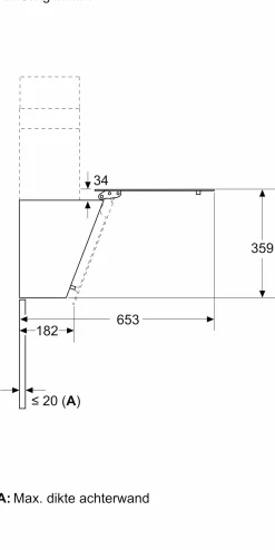 Serie 2 Wandschouwkap 80 cm zwart glas, Zwart