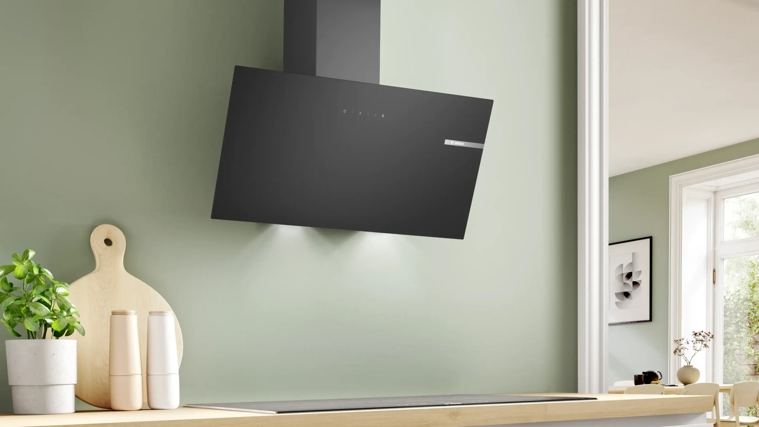 Serie 2 Wandschouwkap 80 cm zwart glas, Zwart