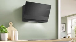 Serie 8 Wandschouwkap 80 cm zwart glas, Zwart