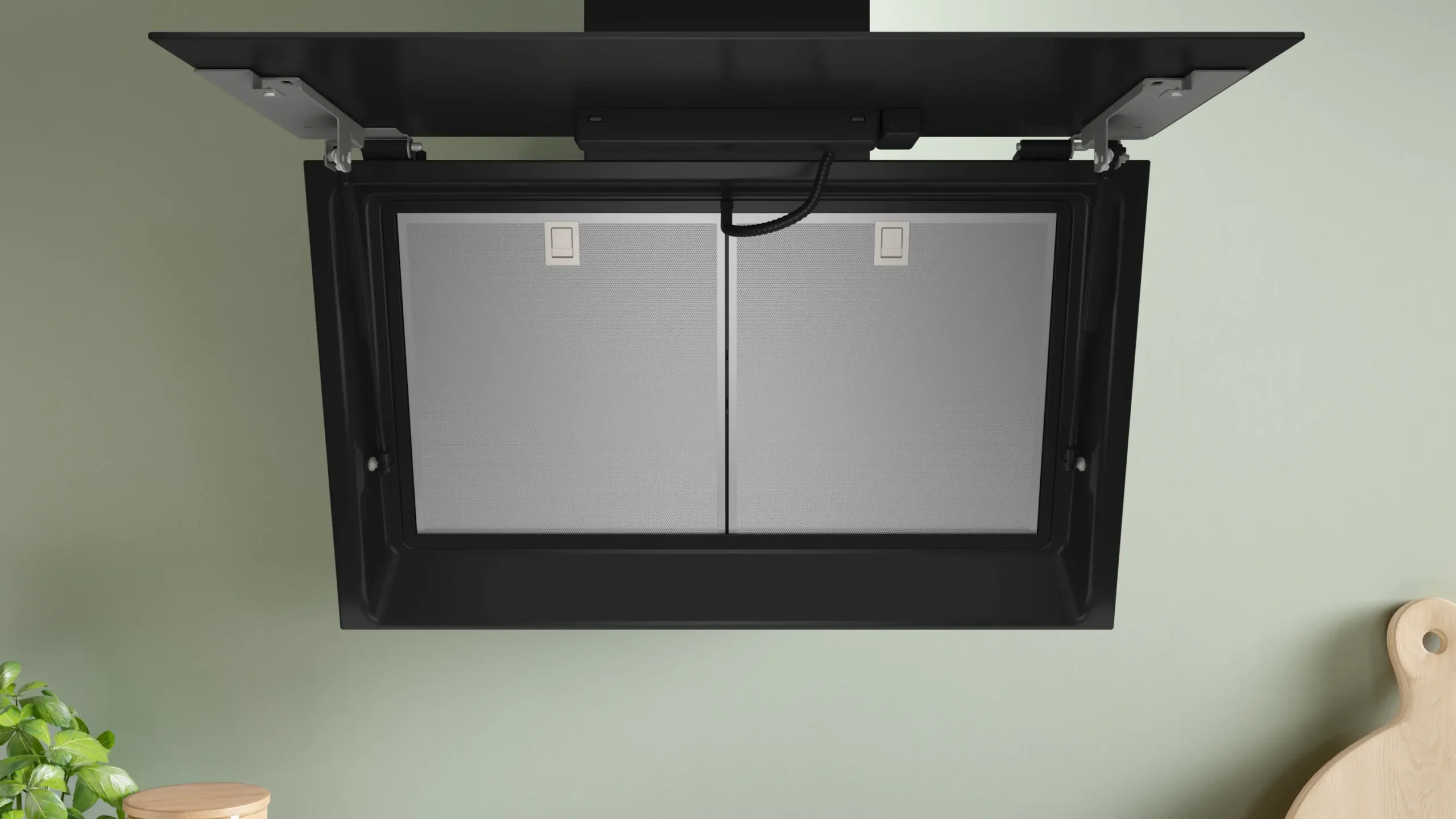 Serie 8 Wandschouwkap 80 cm zwart glas, Zwart