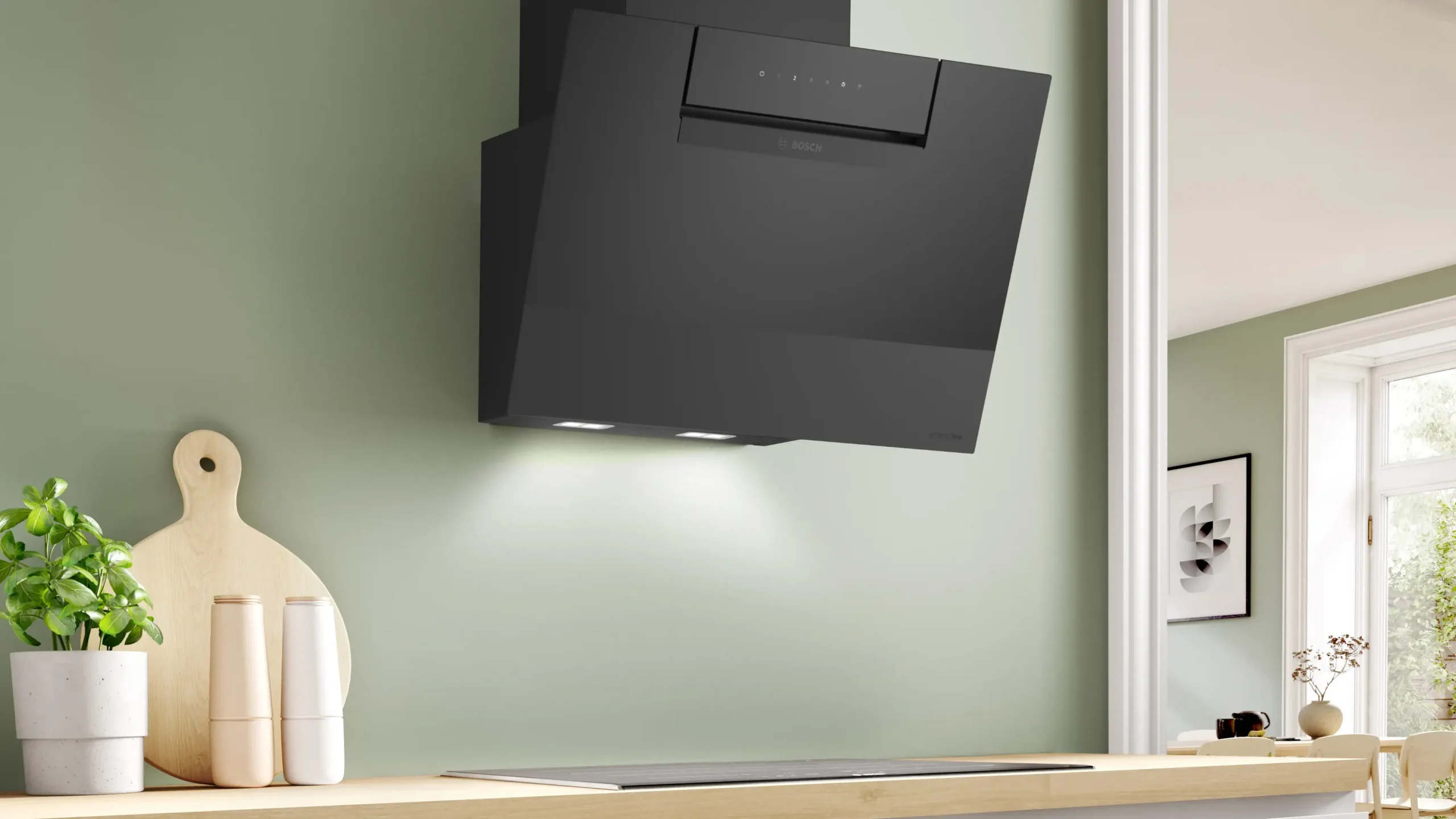 Serie 4 Wandschouwkap 60 cm zwart glas, Zwart