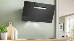 Serie 4 Wandschouwkap 80 cm zwart glas, Zwart