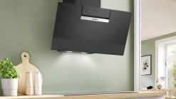 Serie 4 Wandschouwkap 80 cm zwart glas, Zwart