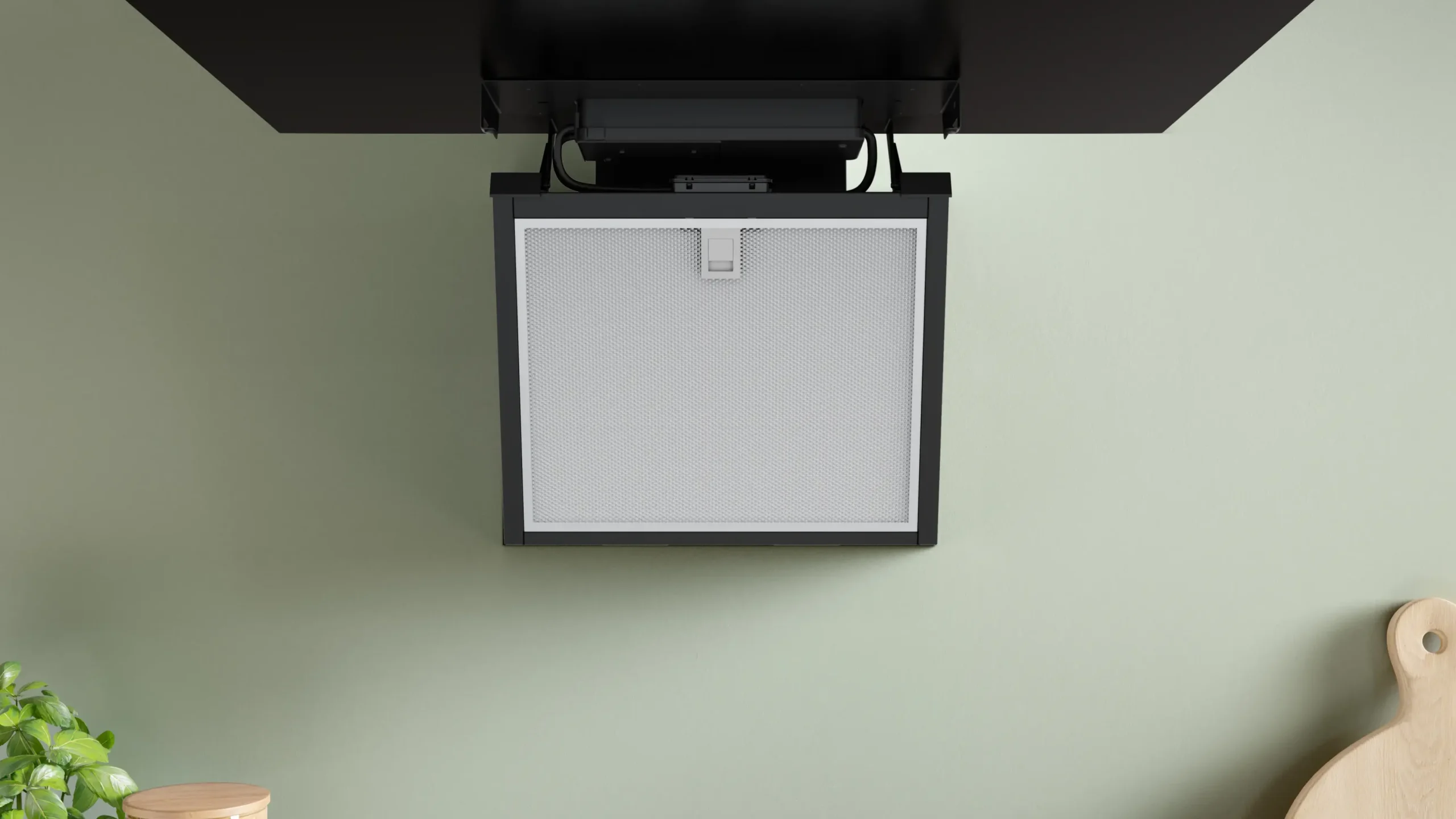 Serie 6 Wandschouwkap 80 cm zwart glas, Zwart