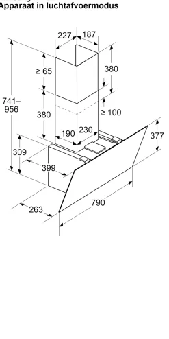 Serie 4 Wandschouwkap 80 cm zwart glas, Zwart